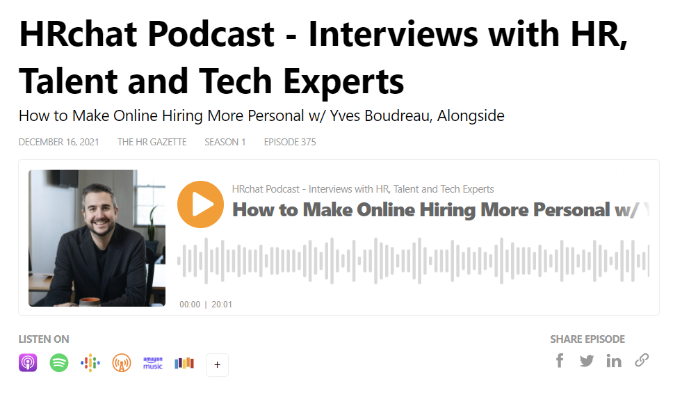 How to Make Online Hiring More Personal w/ Yves Boudreau, Alongside